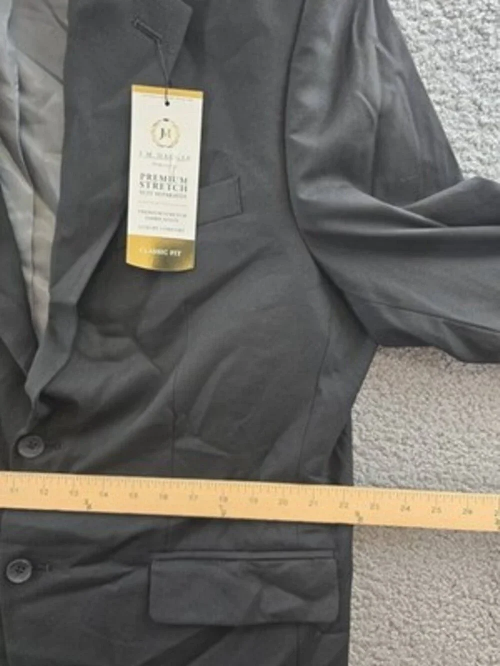 J.M. Haggar Premium Stretch Classic-Fit Suit Jacket Men's 44 Black Long Sleeves